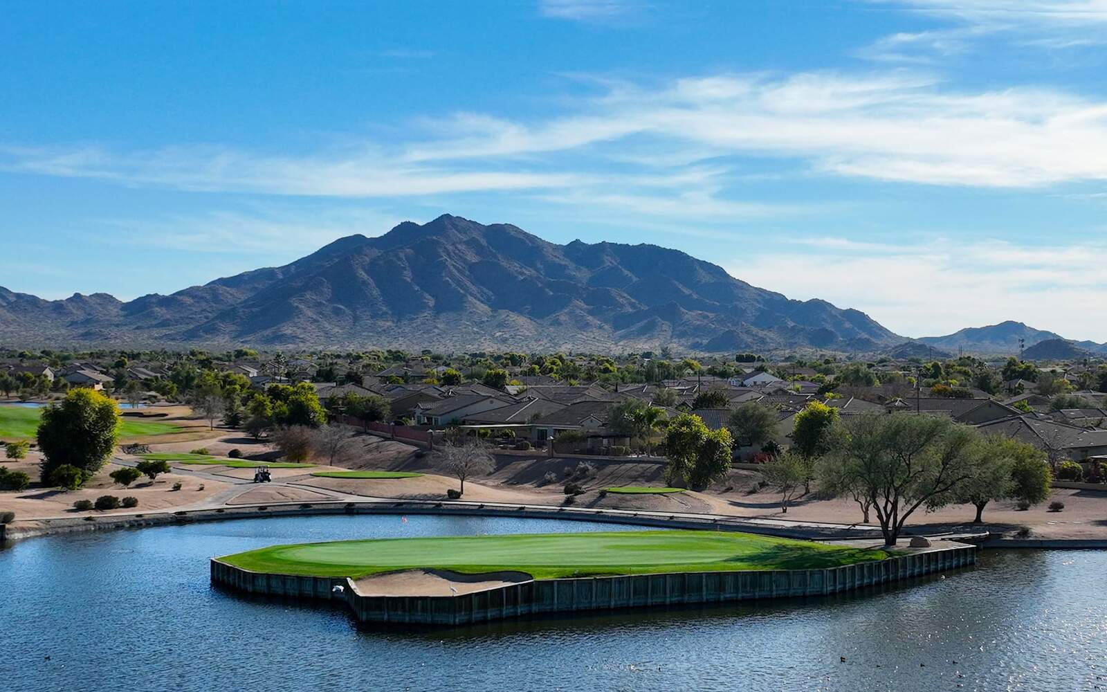 Arizona golf course with mountain backdrop